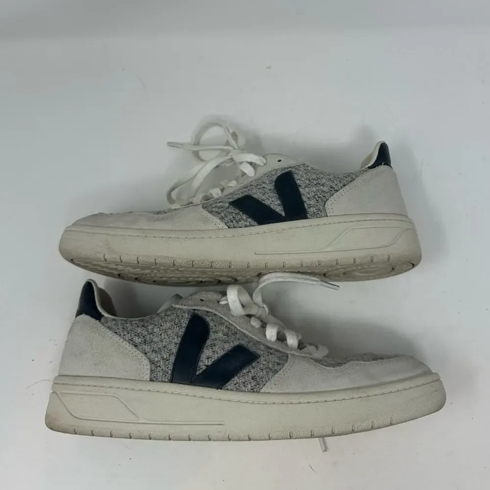 Veja V-10 Flannel Snow Black Sneakers Gray Suede Size 9 Womens Shoes